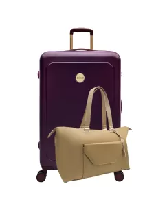 MŌSZ Set Koffer 76 cm Perfect Plum + Sandy Weekendtas beige 37 liter
