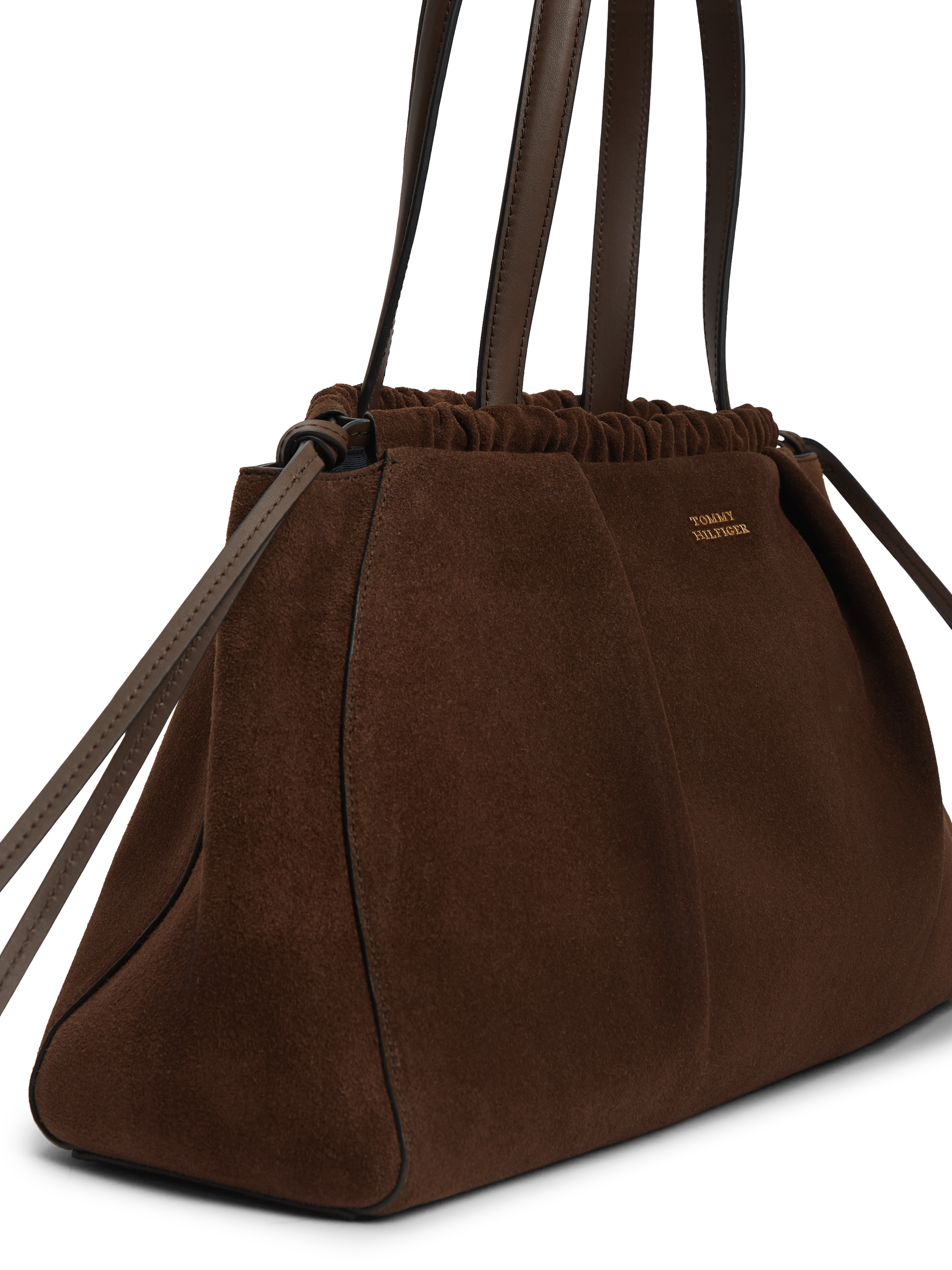 Soft Suede Contrast Piping Hobo Bag