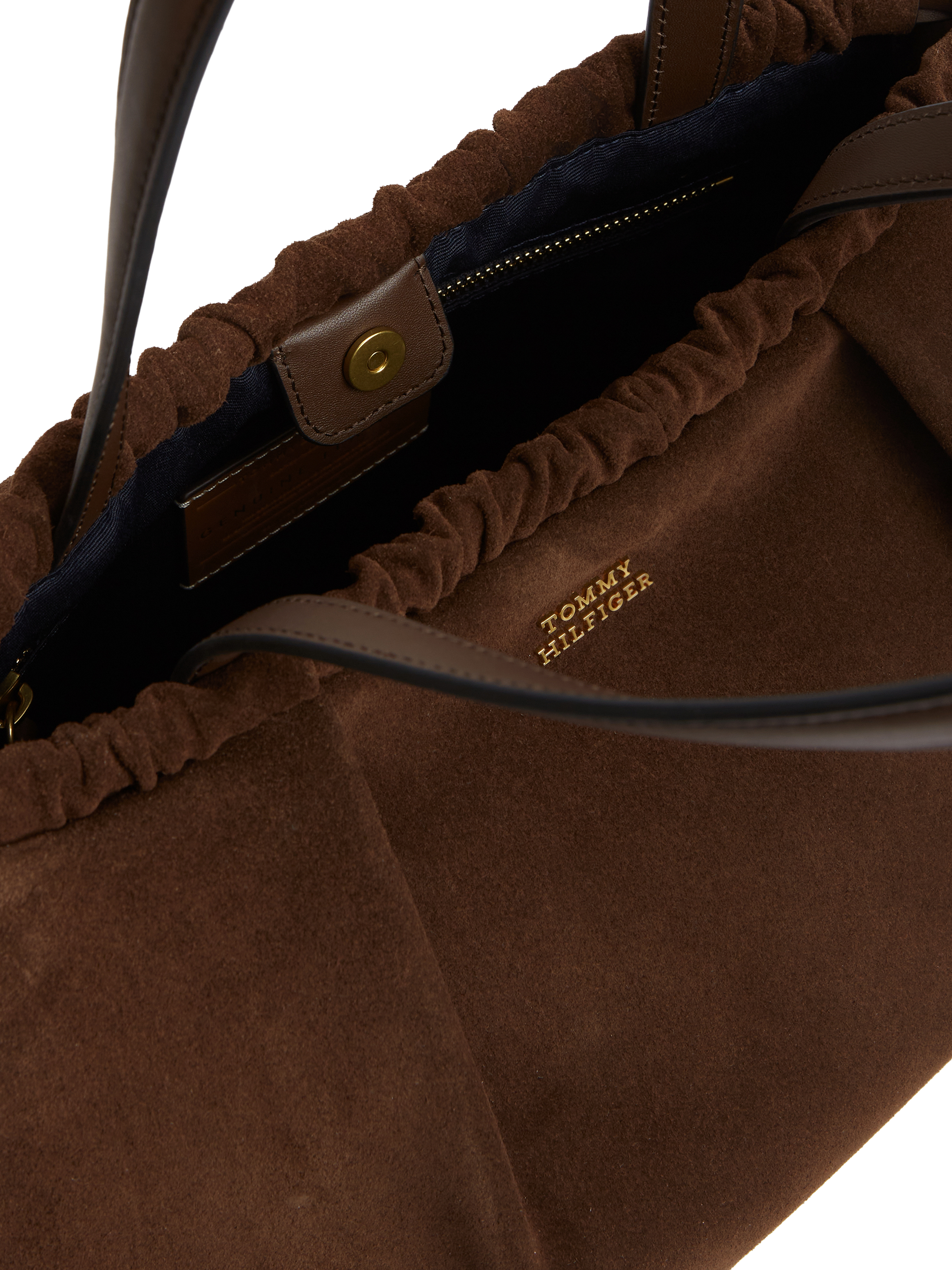 Soft Suede Contrast Piping Hobo Bag