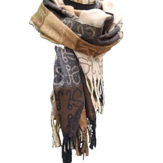 Holtkamp sjaal bruin lettermotief